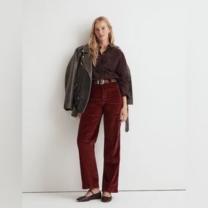 Madewell Emmett Wide Leg Corduroy Pants in Garnet Stone
